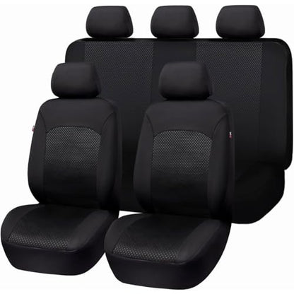 Flying Banner Car Seat Covers Front Seats Rear Bench Polyester car seat Protectors Easy installations Rear Bench Split Classic Man Lady Truck - color: Full set neoprene Solid Black