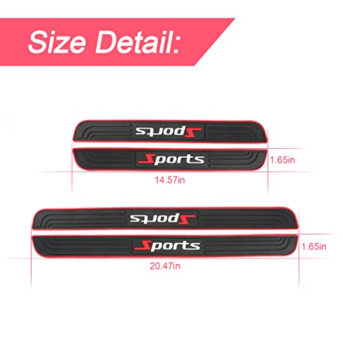 4PCS Car Door Sill Plate Protectors, Auto Door Entry Guards Sill Scuff Cover Panel Step Protector, PVC Rubber Anti-Scratch Front Rear Door Pedal, Car Accessories for Most Vehicles (Black/Sport) - color: Black/Sport