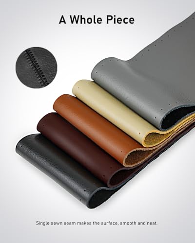 BELINOUS Leather Steering Wheel Cover Lace Up, Stitch on Steering Wheel Wrap, Universal Fit 13-20 Inch Car Truck Pickup Boat, A Whole Piece of Cowhide, DIY w/Needle Thread (Size L0, Black) - color: Black, size: L0