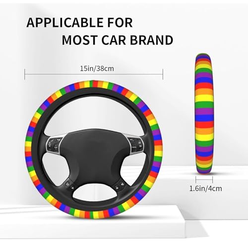 Rainbow Gay Steering Wheel Covers lesbianism Progress Pride Flag Non Slip Neoprene Steering Wheel Protector Covers Universal 15 inch for Women/Men Universal Gay Car Steering Wheel Cover - color: Gay