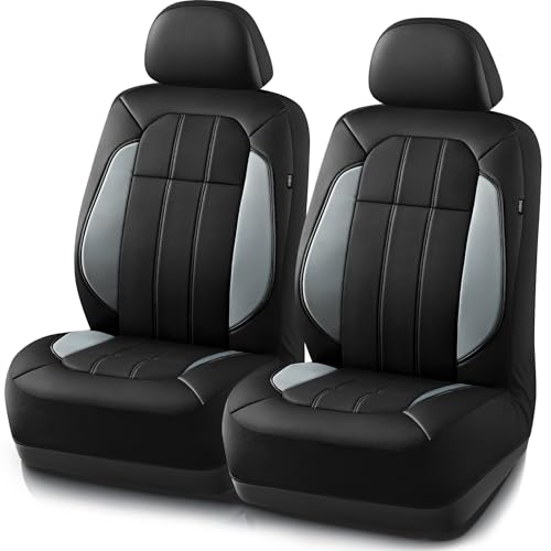 Road Comforts Car Seat Covers, Breathable Leather Seat Covers, Car Seat Covers Front Seats Airbag Compatible, Automotive Seat Covers for Most Cars, Vans, Trucks, SUV- Gray - color: gray, size: Front Seats