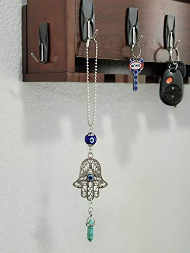LUCKBOOSTIUM Hand Protection Amulet Evil Eye Car Rearview Mirror Hanging Ornament Charms Accessories Good Luck Charms - (2"x11" Green Turquoise) - color: Green Turquoise