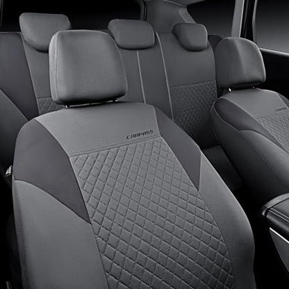 CAR PASS Ultrasonic Embossing Cloth Universal Seat Covers-Breathable Car Seat Cover with 5mm Composite Sponge Inside,Airbag Compatible,2zipper Bench for Sedan,SUV,Truck(Charcoal Gray,Full Set) - color: Charcoal Gray