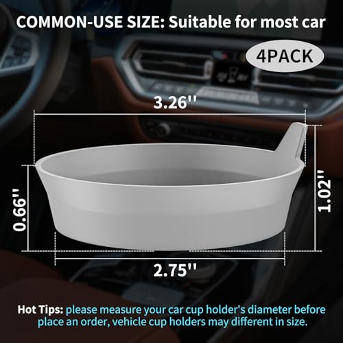 ME.FAN Car Cup Holder Coasters [4 Pack] Silicone Cups Mats, Automotive Universal Non-Slip Recessed Interior Accessories Light Grey - color: 4 Pack-light Grey
