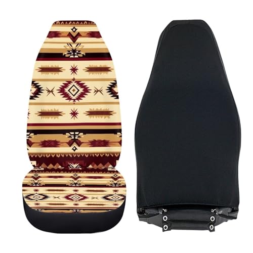 Dreaweet Aztec Seat Covers for Cars Brown Southwest Geometric Front Seat Cover Soft Comfort High Back Bucket Seat Covers Set of 2 Universal Fit for Most Cars SUV Trucks Sedan Easy to Install - color: Aztec Geometric