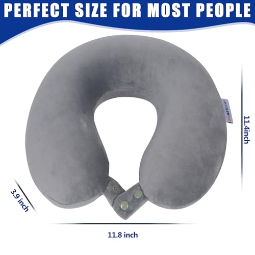SAIREIDER Travel Pillows for Sleeping Airplane 100% Pure Memory Foam Neck Pillow for Airplanes Washable Cover(Grey) - color: Grey