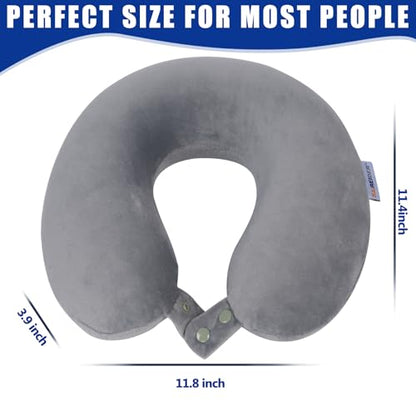 SAIREIDER Travel Pillows for Sleeping Airplane 100% Pure Memory Foam Neck Pillow for Airplanes Washable Cover(Grey) - color: Grey