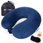 SAIREIDER Travel Pillow 100% Memory Foam Airplanes Neck Pillows -Prevent The Heads from Falling Forward Travel Neck Pillows with Sleep Mask and Earplugs (Navy Blue) - color: Navy Blue(travel Kit)