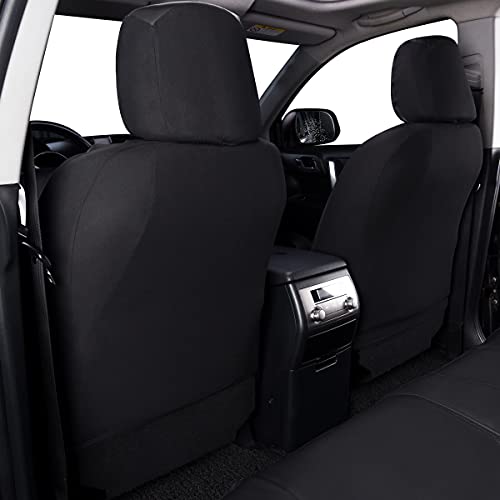 Flying Banner car seat Covers Protects Water Proof Faux Leather Carbon Fiber Front and Rear Bench (Black Black, Full Set - 9PCS) - color: Solid Black, size: Full Set -- 9PCS