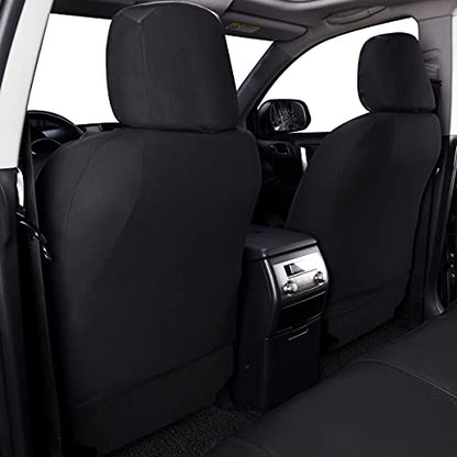 Flying Banner car seat Covers Protects Water Proof Faux Leather Carbon Fiber Front and Rear Bench (Black Black, Full Set - 9PCS) - color: Solid Black, size: Full Set -- 9PCS