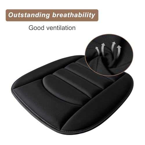 Memory Foam Car Seat Cushion with Breathable Fabric & Non-Slip Gel, Universal Fit for Car Truck Office Home 19.6x18x1.2 Black - size: Base