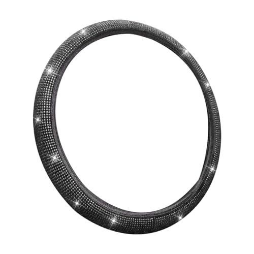 Car Bling Rhinestones Steering Wheel Cover with Sparkling Crystal Dimond, Anti-slip Steering Wheel Protector, 15 inch Elastic Universal for Cars, Vehicles, SUVs, Bling Car Interior Accessories (White) - color: White