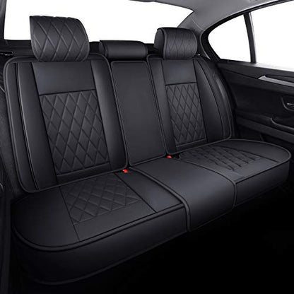 Aierxuan Rear Back Seat Covers Waterproof Leather Universal Fit Compatible with Honda Toyota Ford Kia Hyundai Jeep VW Audi Benz Chevy Nissan, Split Bench 60/40 or 50/50 (Rear Seat/Black) - color: Rear Seat/Black