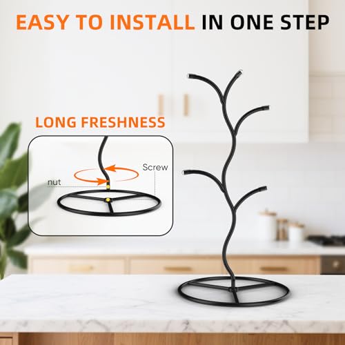 Beesini 2 Pack Mug Holder, Metal Coffee Mug Holders Tree, Decorative Mug Rack, Mug Cup Tree for Kitchen Decor Organizer, Black