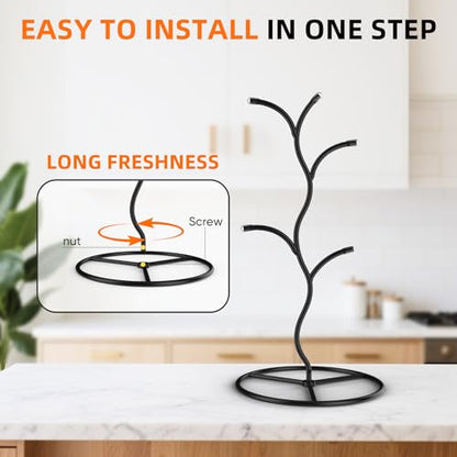 Beesini 2 Pack Mug Holder, Metal Coffee Mug Holders Tree, Decorative Mug Rack, Mug Cup Tree for Kitchen Decor Organizer, Black