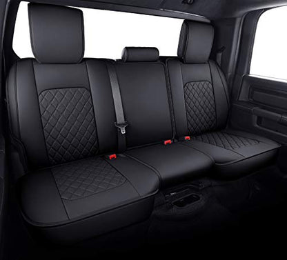 Aierxuan Dodge Ram Car Seat Covers Custom Fit 2009-2026 1500, 2010-2026 2500/3500 Laramie Big Horn Longhorn Crew Quad Regular Cab Waterproof Leather Truck Pickup Cushions(Full Set/Black) - color: Full Set/Black