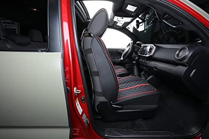 Tacoma Seat Covers Compatible with Toyota Tacoma 2005-2023 2024 2025 2026 Access Crew Double Cab Truck TRD Pro Trail Edition Limited SR5 Offroad Car Cushions (2 PCS Front/Black-Red) - color: 2 PCS Front/Black-Red