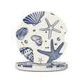Blue Sea Starfish Shells Absorbent Ceramic Car Coasters for Cup Holders, 2.56" Anti Slip Insert Cup Coasters for Women Men (2 PCS) - color: Blue Sea Starfish Shells
