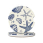 Blue Sea Starfish Shells Absorbent Ceramic Car Coasters for Cup Holders, 2.56" Anti Slip Insert Cup Coasters for Women Men (2 PCS) - color: Blue Sea Starfish Shells