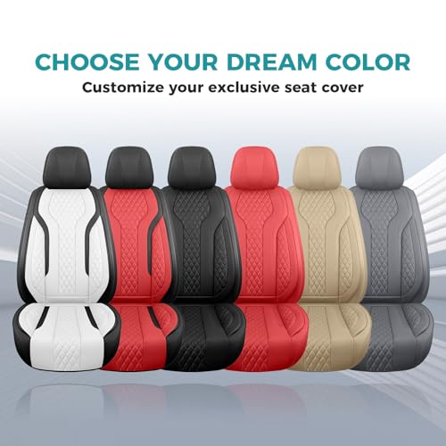 Leather Car Seat Covers Full Set, Breathable Faux Leather Seat Covers for Cars SUV Sedan Waterproof Black - color: Black