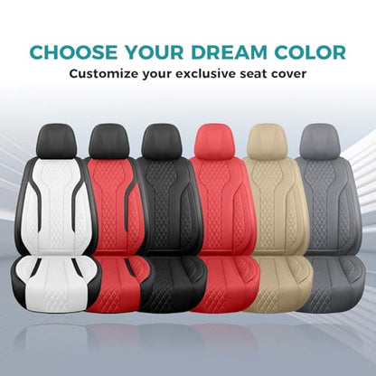 Leather Car Seat Covers Full Set, Breathable Faux Leather Seat Covers for Cars SUV Sedan Waterproof Black - color: Black