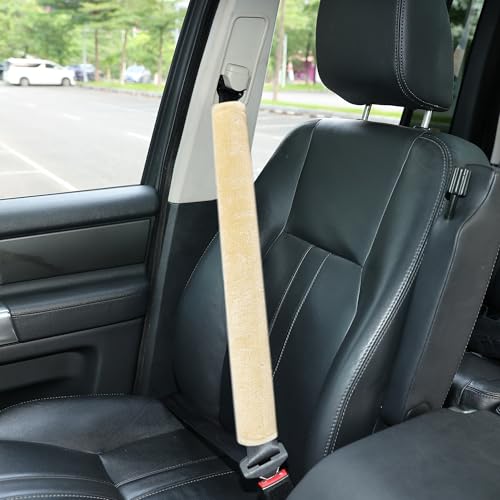 Soft Faux Fur Universal Fit Seatbelt Cover Car Truck SUV Airplane Seat Belt Shoulder Pad for Carmera Backpack Straps Neck Cushion Protector Extra Long 25.6in Beige - color: Beige, size: 25.6in 1pack