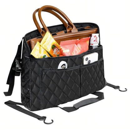 Car Handbag Holder Between Seat Durable Leather Seat Back Organizer Pet & Kids Driver Storage Netting Pouch Driver Storage Netting Pouch (Upgraded Black B) - color: Upgraded Black B