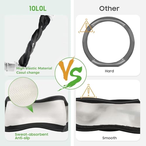 10L0L Golf Cart Steering Wheel Cover for Yamaha, Club Car DS & Precedent 1981-up, 14 Inch Black - color: Black
