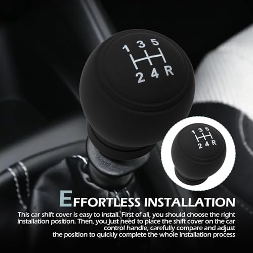 Car Gear Shift Knob Cover, 5 Speed Right Round Gear Shift Knob Covers, Silicone Anti Skid Protector, Universal Interior Accessories for Most Vehicles (Black)