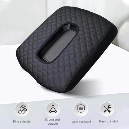 Car Center Console Cover, Console Leather Armrest Cover, Automobile Armrest Box Cover Replacement, Compatible with Chevrolet 2019-2023 Silverado