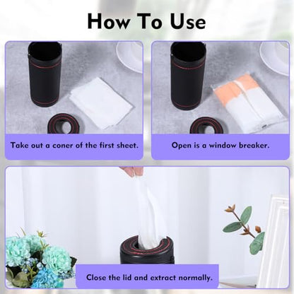 2 Pcs Car Tissues Cylinder Leather Round Tissues Container Car Tissues Holder with Tissues Cylinder Tissue Box with Window Breaker for Car Vehicle Bathroom Office (Beige + Black)