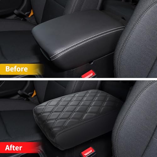 GIANT PANDA Custom Center Console Cover Fit Jeep Wrangler 2/4 Door JL Sahara Sport Rubicon Unlimited Willys 4xe 2018-2024 2025,Waterproof Faux Leather Armrest Console Cover-Full Protection - Black - color: for Wrangler 2/4 Door JL, size: 2018-2025