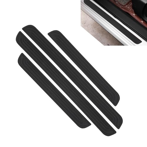 4PCS Car Door Sill Protector, PVC Anti-scratch Anti-slip Door Edge Protector, Self-adhesive Carbon Fiber Texture Exterior Accessories, for Most Cars (Black)