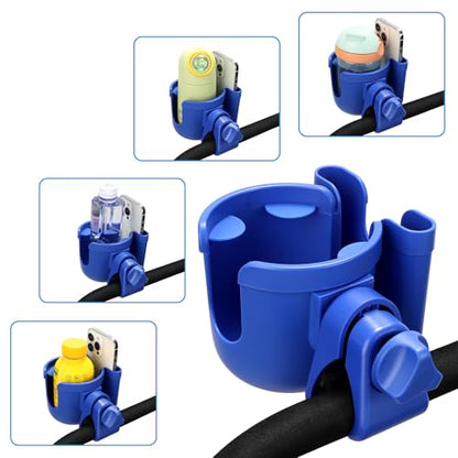 Accmor Stroller Cup Holder with Phone Holder, Bike Cup Holder, Universal Cup Holder for Uppababy Nuna Doona Strollers, 2-in-1 Cup Holder for Walker, Wheelchair, Scooter - color: All Dark Blue