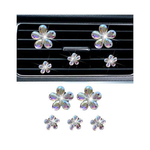 5PCS Bling Daisy Flower Car Air Vent Clips, Sparkling Crystal Rhinestone Vehicle Air Conditioning Outlet Clamp, Automotive Interior Decoration Clip, Universal for SUV RV Truck (Multicolor) - color: Multicolor