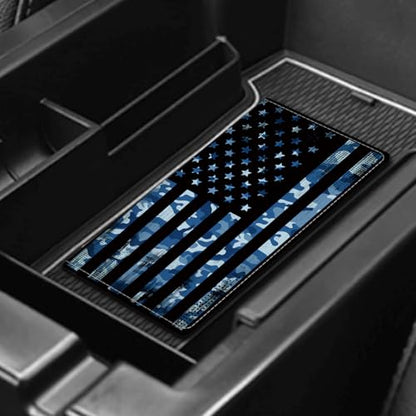 Leather Car Registration and Insurance Card Holder, Cute Car Accessories Vehicle Glove Box Car Organizer for Documents, Cards, License Blue Camo American Flag - color: Blue Camo American Flag
