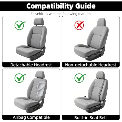 Linen Car Seat Covers Front Seat Covers - 2 PCS Durable & Non-Slip Breathable Cloth Fabric Car Seat Protector, Universal Fit for Most Automotive, Vans, SUVs, Trucks - Gray - color: Beige with Backrests 2 Pcs