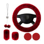 Yourkar 6 PCS Fluffy Steering Wheel Covers Set, 15 Inch Soft Steering Wheel Cover, Handbrake Cover & Gear Shift Cover & Cup Holder Coaster & Car Mirror Accessory, Car Accessories (Wine Red) - color: Wine Red