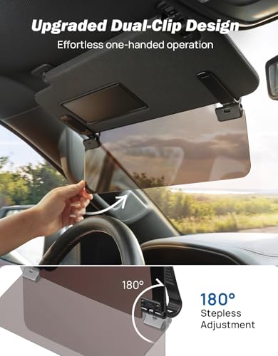 JOYTUTUS Large Sun Visor Extender for SUV Pickup Truck, Polarized Sun Visor Extender Universal Sun Blocker UV400, Adjustable Visor Extension for Car Visor,Double-Clip,Anti Glare Stray Light - size: Large Polarized Extender