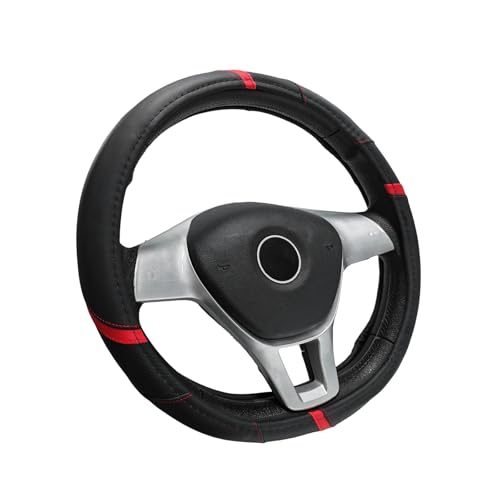 Car Steering Wheel Cover, 15 Inch Microfiber Leather Steering Wheel Protector with Anti-Slip Grip, Breathable Sporty Wheel Wrap Interior Decoration for Sedan Truck SUV (Red) - color: Red