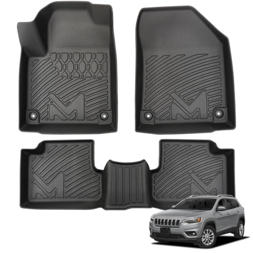 TPE Automotive Floor Mats Custom for 2016-2023 Jeep Cherokee (Not for Grand Cherokee), All Weather Cover Protection Waterproof Black Floor Liner Front & Rear Row Full Set Car Mats, 3PCS - size: 3PCS (2Row), style: For 2016-2023 | Jeep Cherokee(Not for Gra
