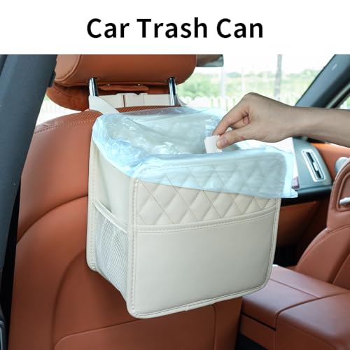 2Pack Car Seat Back Hanging Bag Car Document Holder Multi-Pocket Bottle Bag Storage Box Organizer Travel Tidy Pouch Pocket Kids Beige - color: Beige C x2