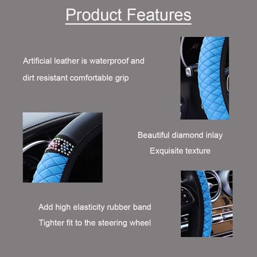 Microfiber Leather Steering Wheel Cover With Anti-Slip Lining Universal Car Accessory for Steering Wheel with a Diameter of 14.5-15 inch (Blue) - color: Blue
