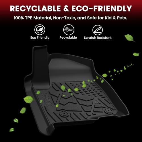 LASFIT Floor Mats 2019-2026 for Chevy Silverado/GMC Sierra 1500, 2020-2026 2500HD 3500HD, Only Double Cab/Bucket Seat (Only Fit with Rear Under-Seat Storage, But Not Fit 2nd Row Plastic Storage) - size: Bucket/Double Cab/With Rear Storage 2019-2026