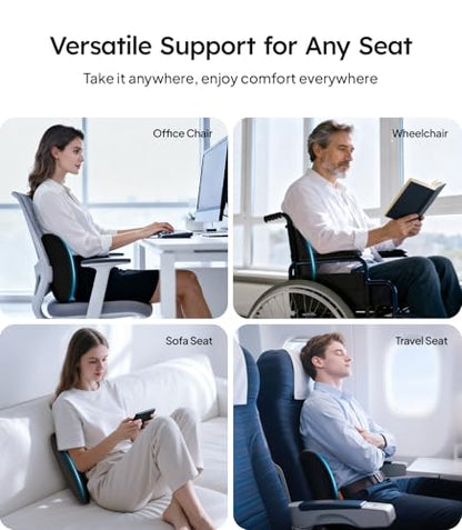 2026 Lumbar Support Pillow for Car [Ergonomic Design, Pressure Relief] Back Cushion for Driving Seat, Back Support Pillow for Car-Office Chair, Fits All Vehicles (Black 1-Pack)