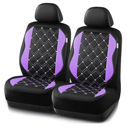 Road Comforts Seat Covers, Premium Leather Car Seat Covers Front Seat for Women Girls,Airbag Compatible, Automotive Seat Covers Universal Fit Most Cars,Vans,Truck,SUV - color: Purple Front