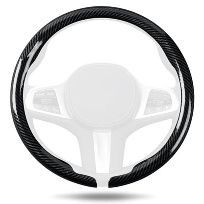 Aimato Car Steering Wheel Cover Carbon Fiber, Ultra-Thin Car Steering Wheel Cover,Comfortable & Breathable Microfiber,Universal Fit for Most Cars, Bright Black - color: Bright Black