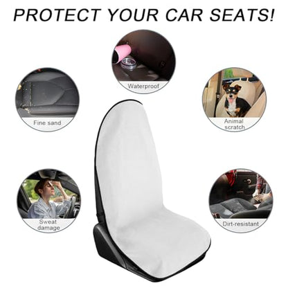 Waterproof Car Towel Seat Cover, Sweating Non-Slip Premium Towel Carseat Cover Protector, Universal Soft Machine Washable Car Truck SUV Front Seat Cover for Gym Workout Beach Hiking (White) - color: White, 1pc, Front