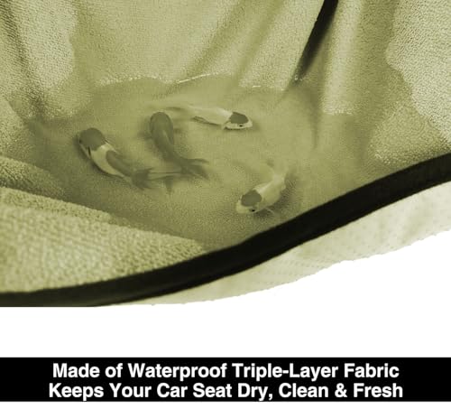 VSHIELD Waterproof Towel Car Seat Cover, Sweatproof Non-Slip Seat Protector, Universal Fit for Front Bucket or Rear Bench Seat of Cars, SUVs, Vans, Trucks, Compatible with Airbags and Armrests - color: Beige