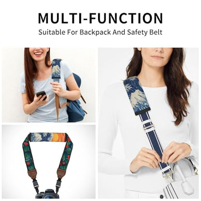 Wave Steering Wheel Cover Elastic Non-Slip Car Steering Wheel Covers with Seat Belt Shoulder Pad for Women Men